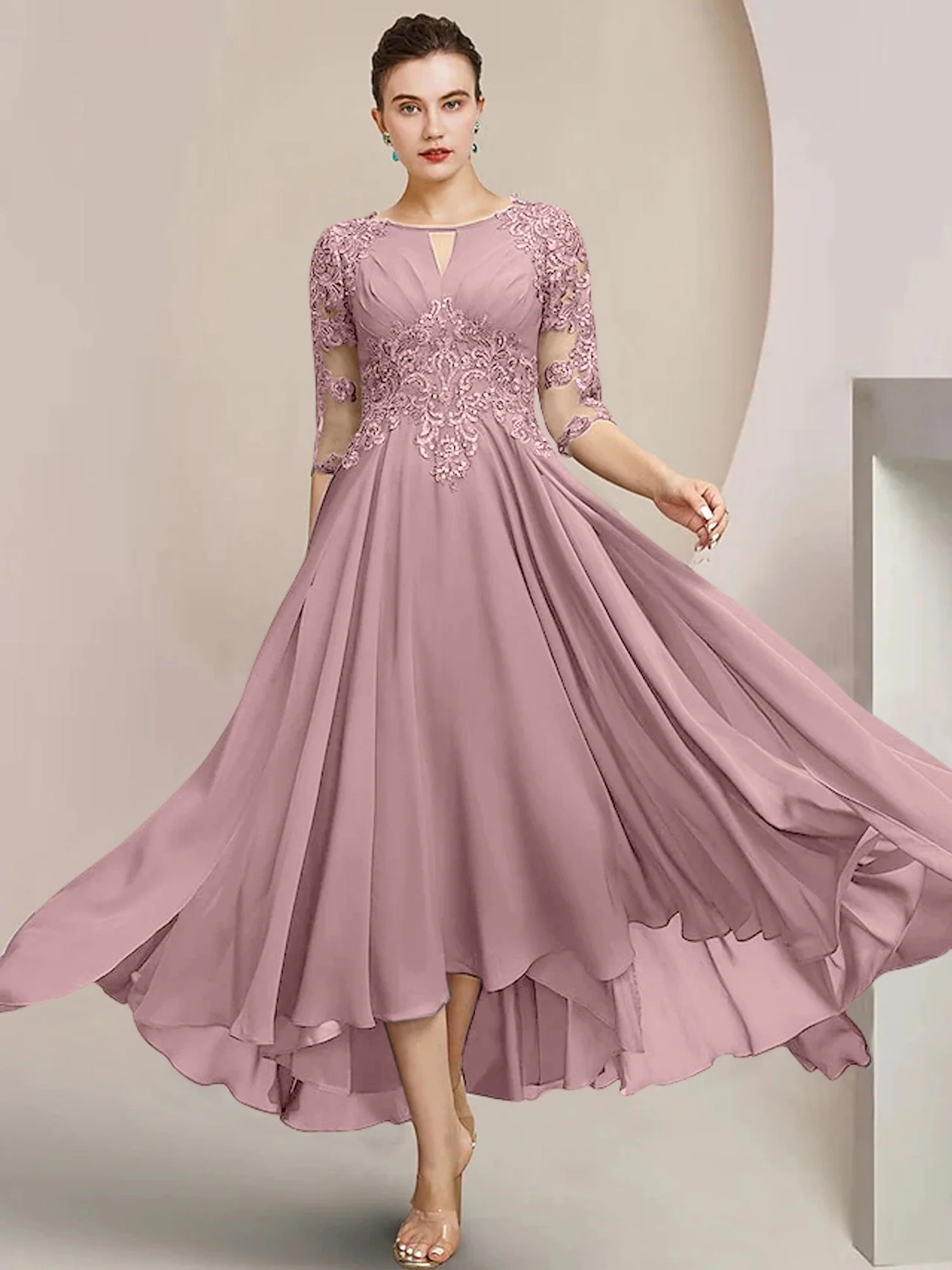 A-Line/Princess Scoop Tea-Length Mother of the Bride Dresses - Image 38