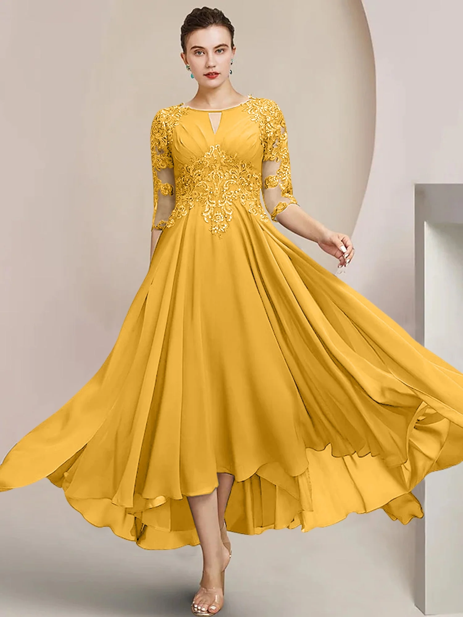 A-Line/Princess Scoop Tea-Length Mother of the Bride Dresses - Image 42