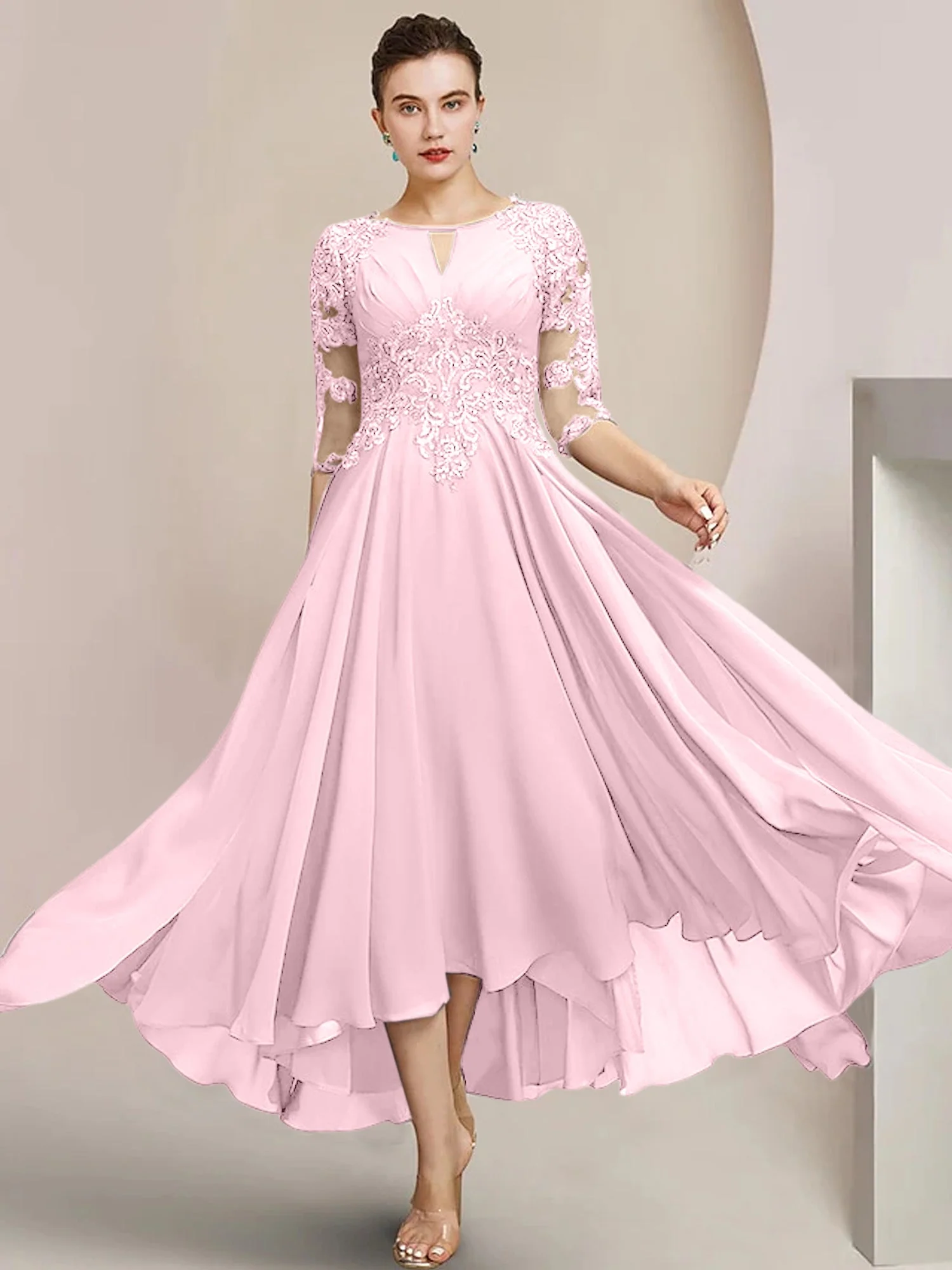 A-Line/Princess Scoop Tea-Length Mother of the Bride Dresses - Image 52