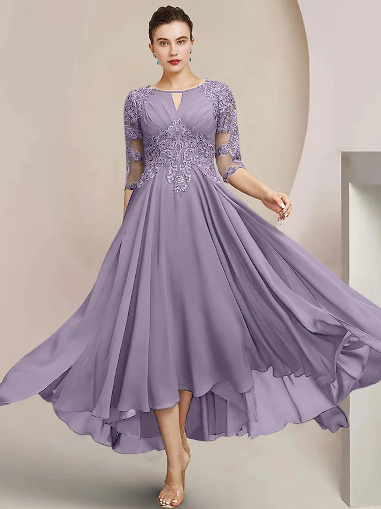 A-Line/Princess Scoop Tea-Length Mother of the Bride Dresses - Image 71