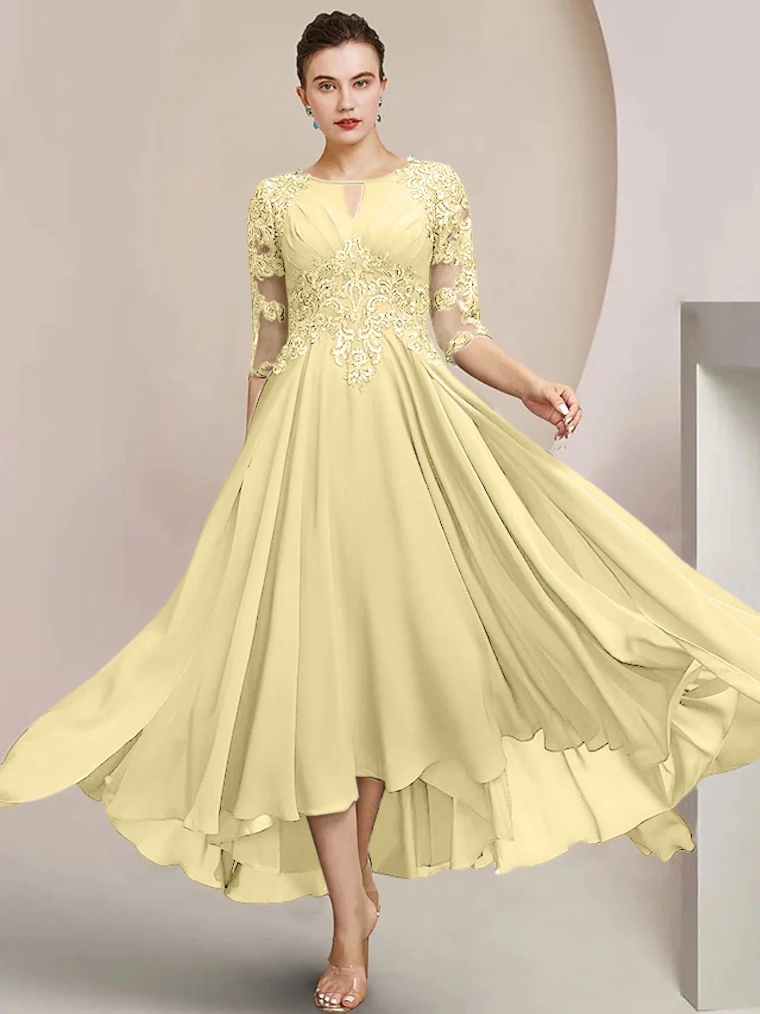 A-Line/Princess Scoop Tea-Length Mother of the Bride Dresses - Image 72
