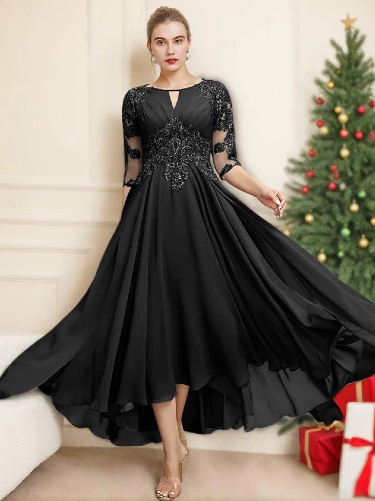 A-Line/Princess Scoop Tea-Length Mother of the Bride Dresses - Image 73