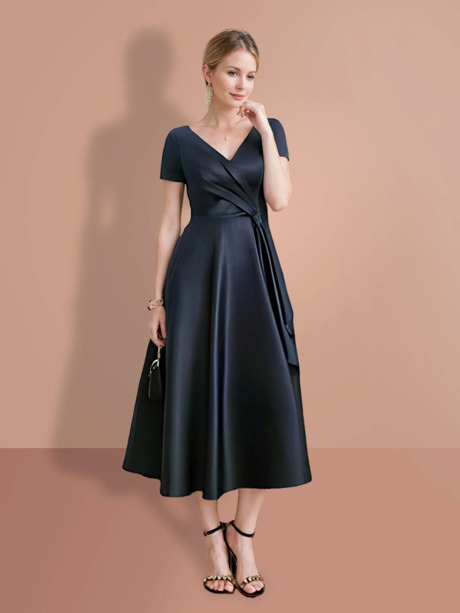 A-Line/Princess Short Sleeves V Neck Mother of the Bride Dresses - Image 6
