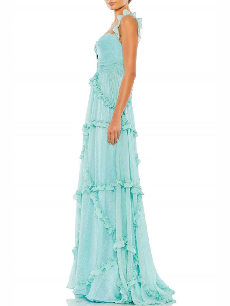 A-Line/Princess Spaghetti Straps Floor-Length Evening Dress - Image 3