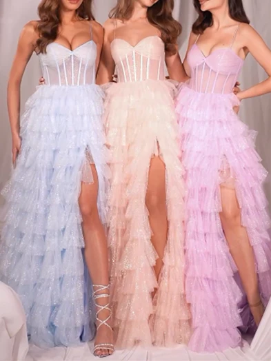 A-Line/Princess Spaghetti Straps Floor-length Prom Dresses - Image 2