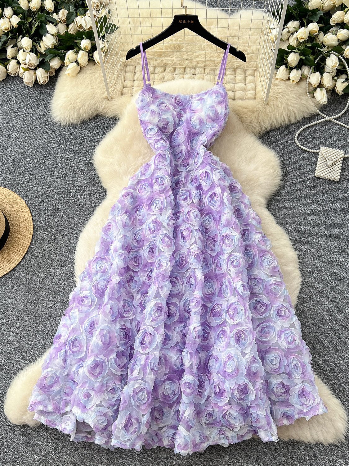 A-Line/Princess Spaghetti Straps Printed Wedding Guest Dresses Tea-Length Sleeveless Floral - Image 2