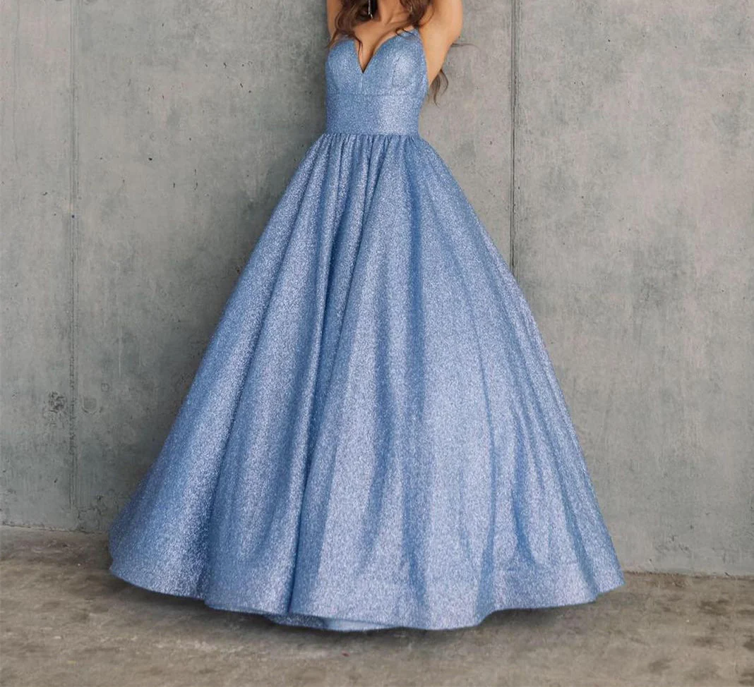 Ball Gown Spaghetti Straps V-Neck Sleeveless Floor-length Long Prom Dresses - Image 4