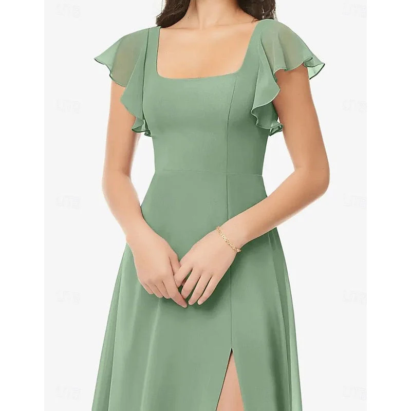 A-Line/Princess Square Neck Bridesmaid Dresses Wedding Guest Dresses - Image 4