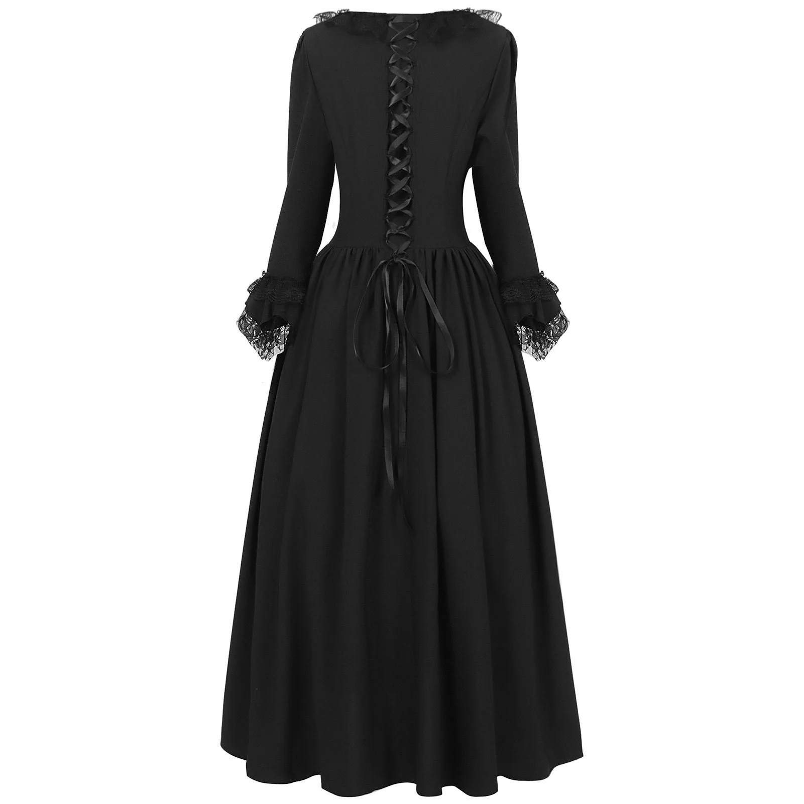 A-Line/Princess Square Neck Long Sleeves Floor-Length Medieval Renaissance Elven Cocktail Prom Dress - Image 2