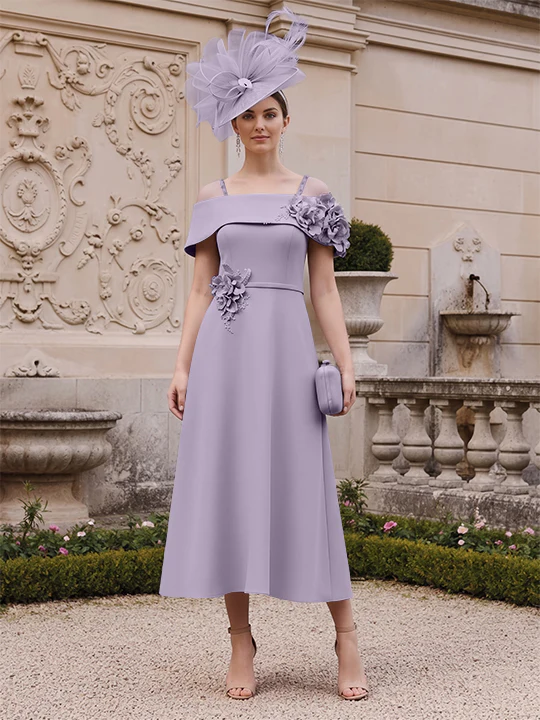 A-Line/Princess Square Neck Short Sleeves Mother of the Bride Dresses with 3D Flower - Image 21
