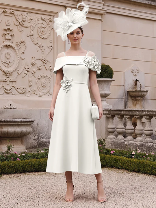 A-Line/Princess Square Neck Short Sleeves Mother of the Bride Dresses with 3D Flower - Image 30