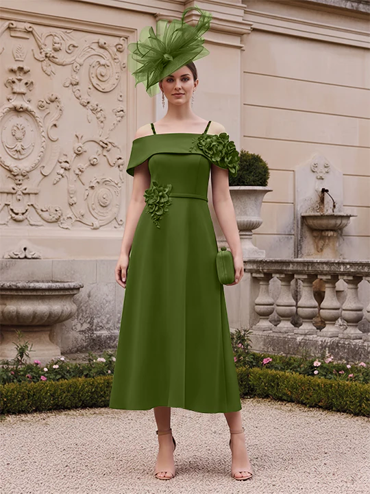 A-Line/Princess Square Neck Short Sleeves Mother of the Bride Dresses with 3D Flower - Image 31