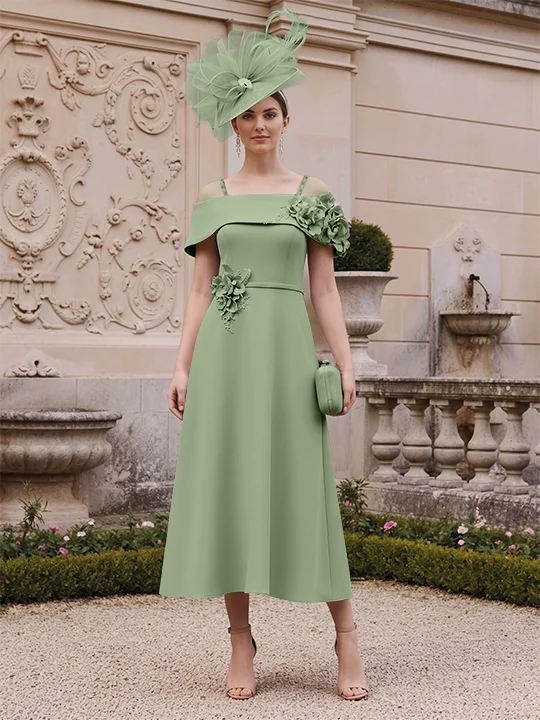 A-Line/Princess Square Neck Short Sleeves Mother of the Bride Dresses with 3D Flower - Image 39