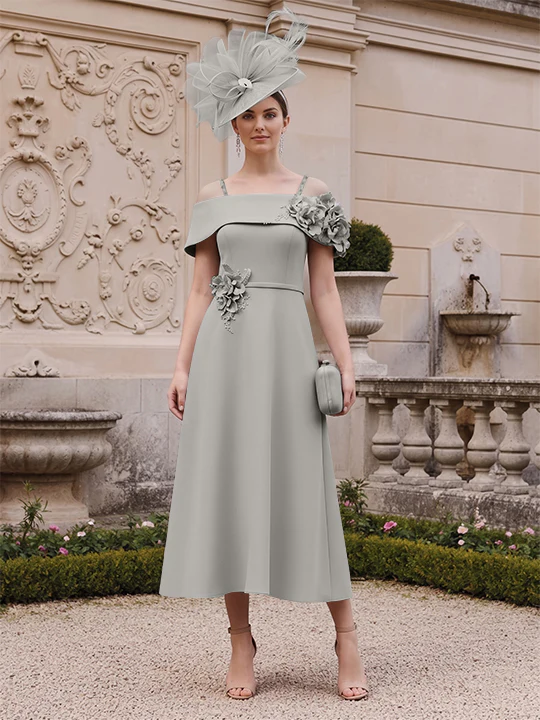 A-Line/Princess Square Neck Short Sleeves Mother of the Bride Dresses with 3D Flower - Image 41