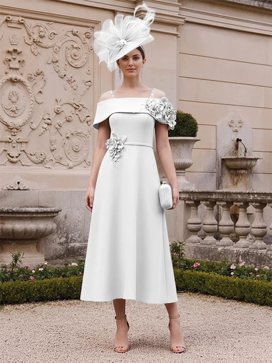 A-Line/Princess Square Neck Short Sleeves Mother of the Bride Dresses with 3D Flower - Image 46