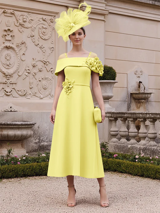 A-Line/Princess Square Neck Short Sleeves Mother of the Bride Dresses with 3D Flower - Image 48
