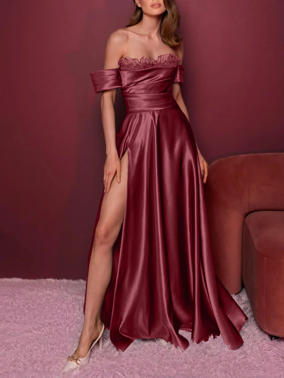A-Line/Princess Strapless Sleeveless Floor-Length Evening Dress with Applique - Image 5