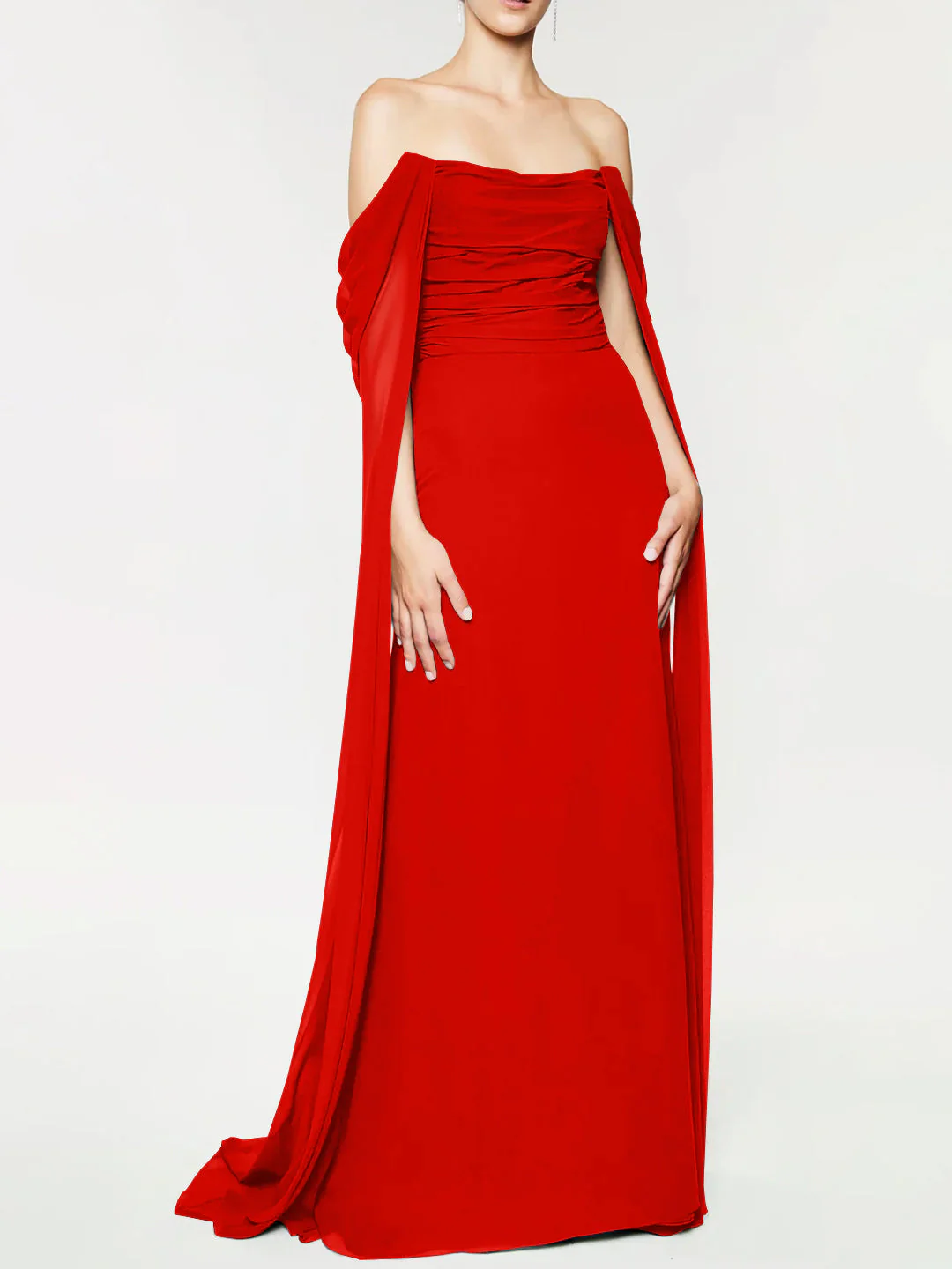 A-Line/Princess Strapless Sleeveless Floor-Length Evening Dress with Watteau Train - Image 11