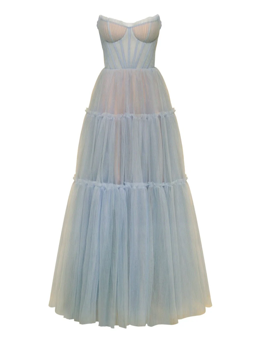 A-Line/Princess Strapless Sleeveless Floor-Length Pleated Bridesmaid Dresses with Lace-Up - Image 4