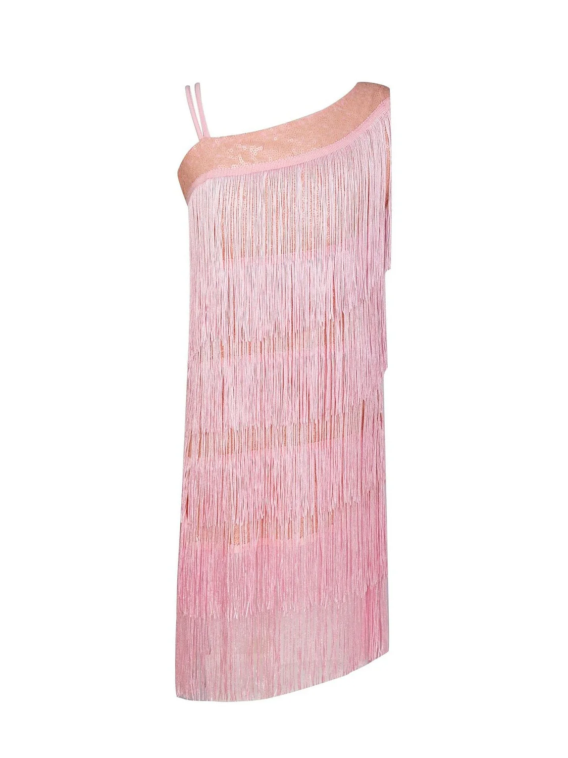 A-Line/Princess Strapless Sleeveless Knee-Length Vintage Dress with Sequins & Tassel Fringe - Image 2