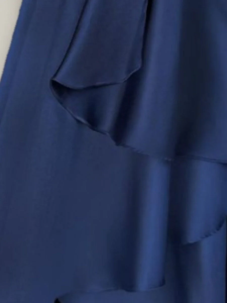A-line/Princess Strapless Sleeveless Ruched Asymmetrical Wedding Guest Dresses with Ruffles - Image 2