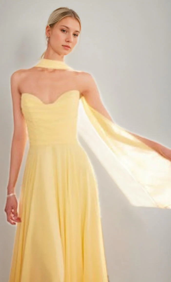 A-Line/Princess Strapless Sweetheart Backless Floor-Length Prom Dresses with Ribbon & Lace-up - Image 4