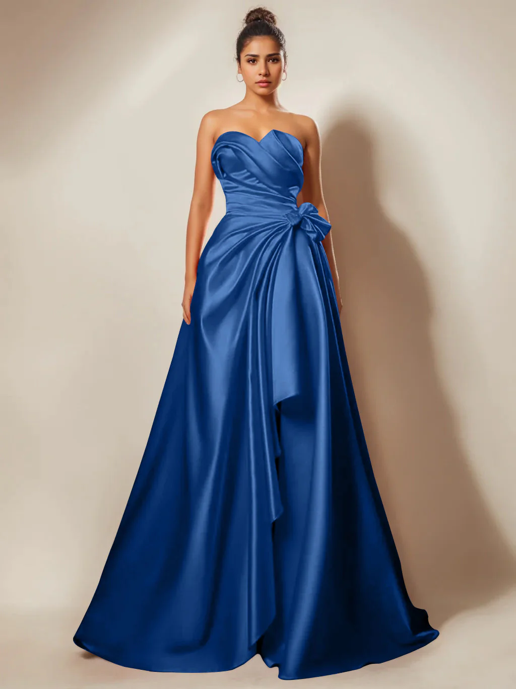 A-Line/Princess Strapless Sweetheart Floor-Length Prom Evening Dresses With Ruched & Split Side - Image 12
