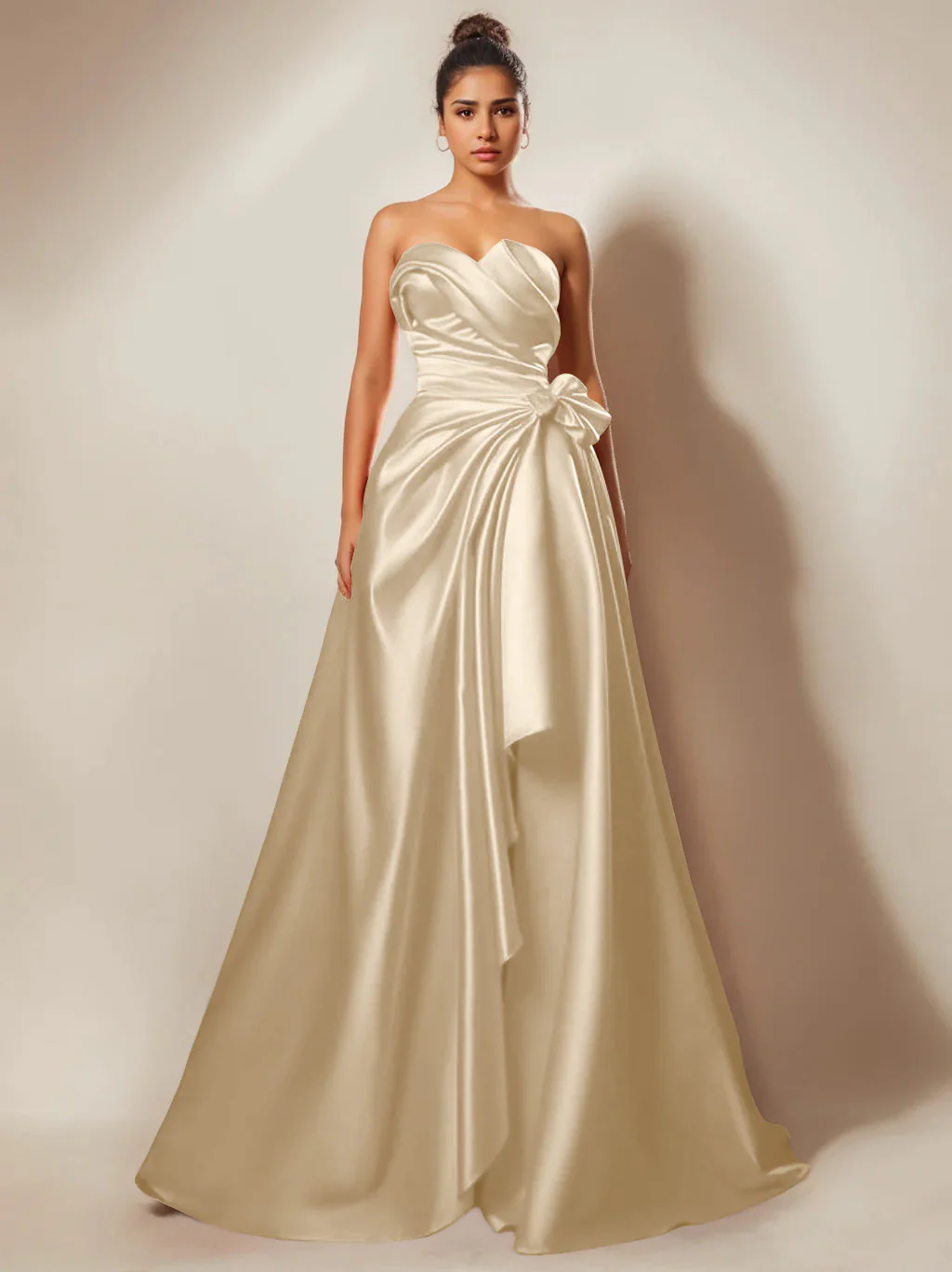 A-Line/Princess Strapless Sweetheart Floor-Length Prom Evening Dresses With Ruched & Split Side - Image 5