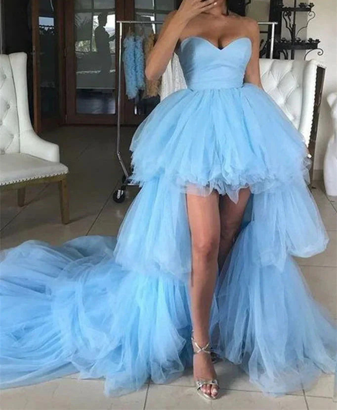 A-Line/Princess Strapless Sweetheart Sleeveless Floor-length Long Prom Dresses Whit Ruffles - Image 3