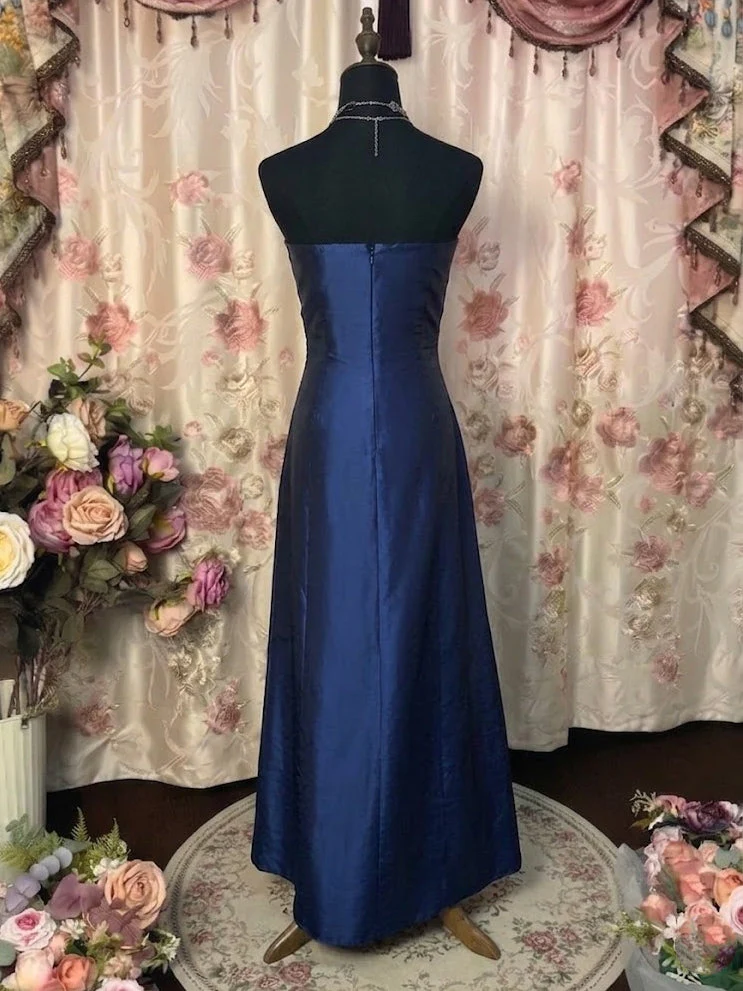 A-Line/Princess Strapless Taffeta Prom Dresses Vintage 80s Iridescent Dress Sleeveless FLoor-Length Sequins Ruched - Image 2