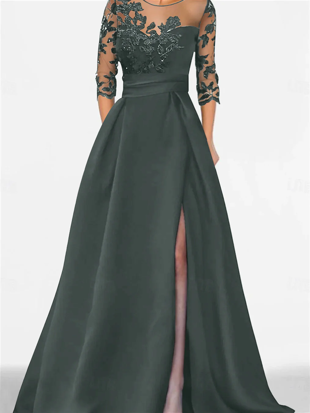 A-Line/Princess Sweetheart 3/4 Sleeves Floor-Length Mother Of The Bride Dresses With Lace & Split Side - Image 13
