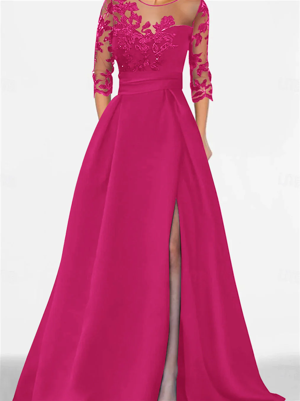 A-Line/Princess Sweetheart 3/4 Sleeves Floor-Length Mother Of The Bride Dresses With Lace & Split Side - Image 26