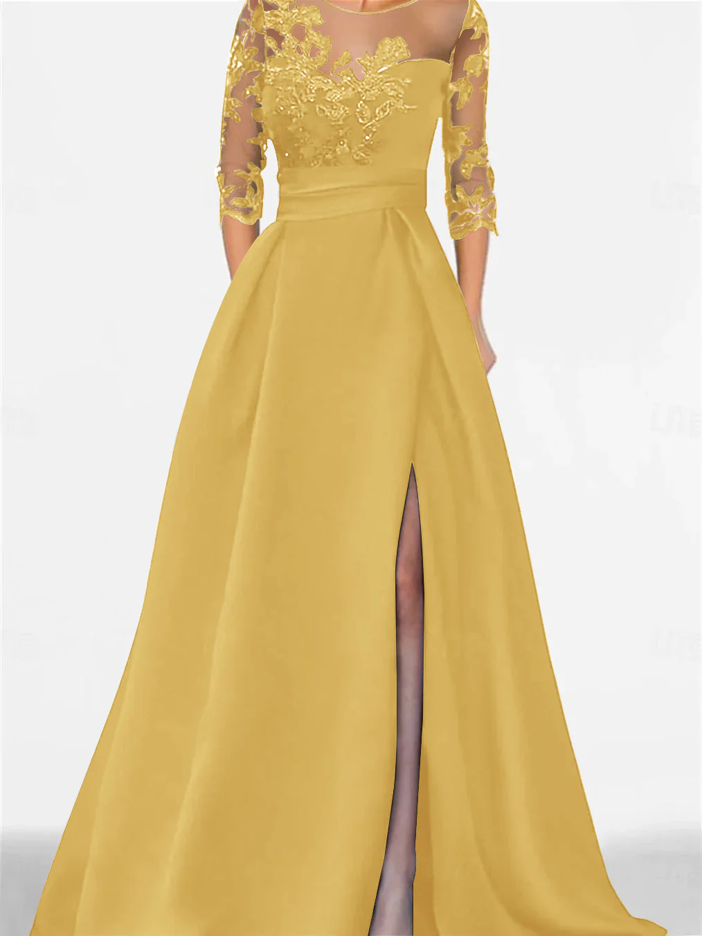 A-Line/Princess Sweetheart 3/4 Sleeves Floor-Length Mother Of The Bride Dresses With Lace & Split Side - Image 27