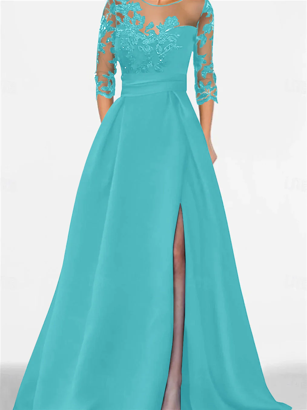 A-Line/Princess Sweetheart 3/4 Sleeves Floor-Length Mother Of The Bride Dresses With Lace & Split Side - Image 7