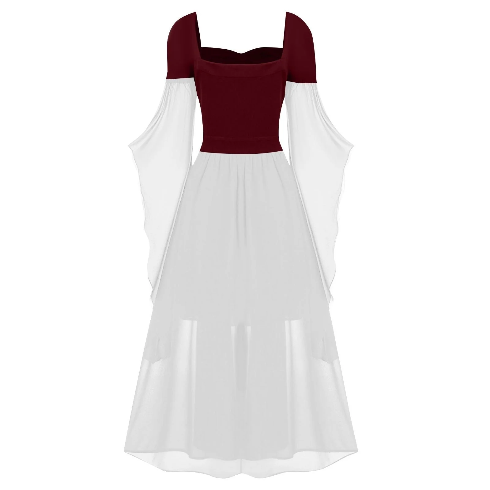 A-Line/Princess Sweetheart Neck Long Sleeves Floor-Length Retro Vintage Punk & Gothic Medieval Dress - Image 10