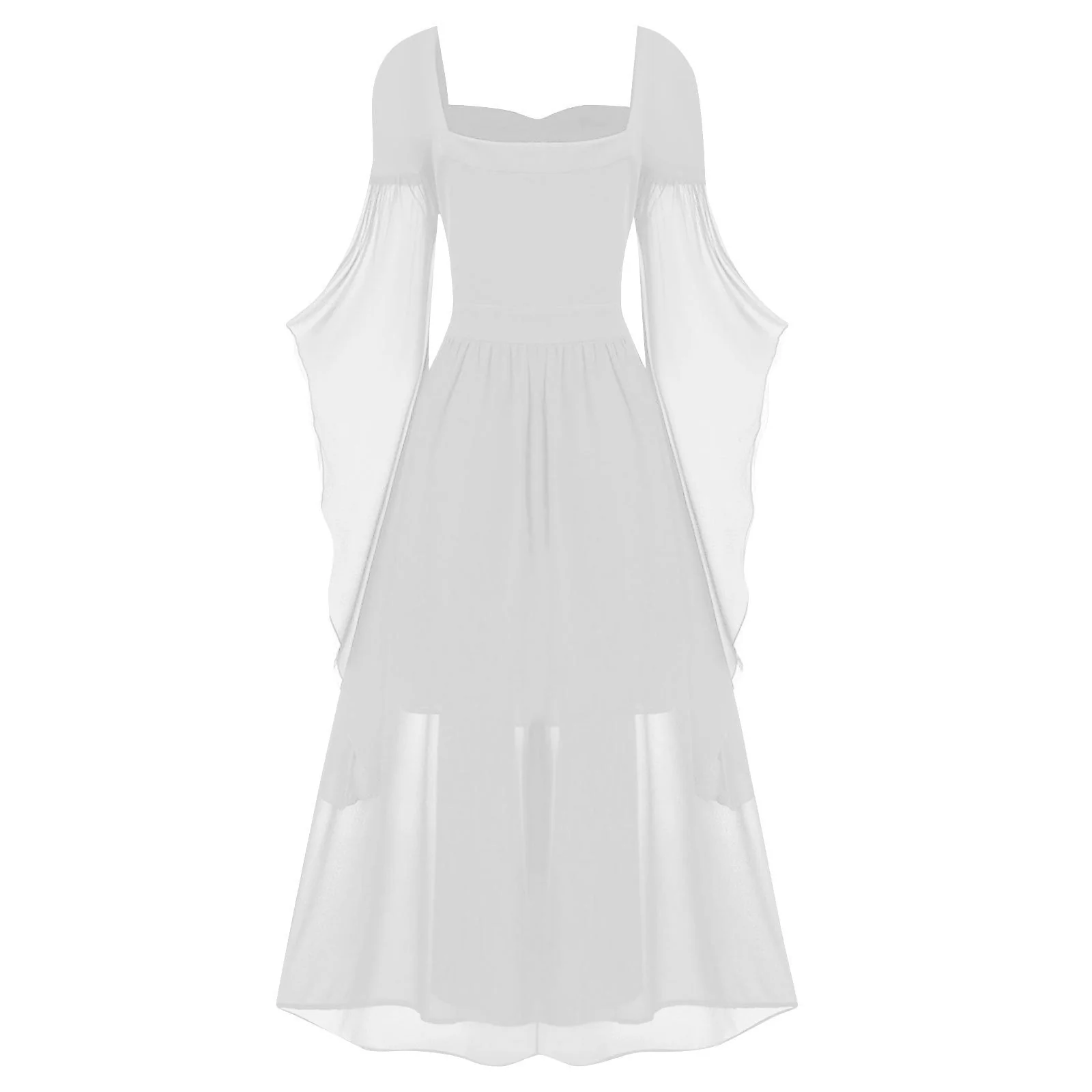 A-Line/Princess Sweetheart Neck Long Sleeves Floor-Length Retro Vintage Punk & Gothic Medieval Dress - Image 12