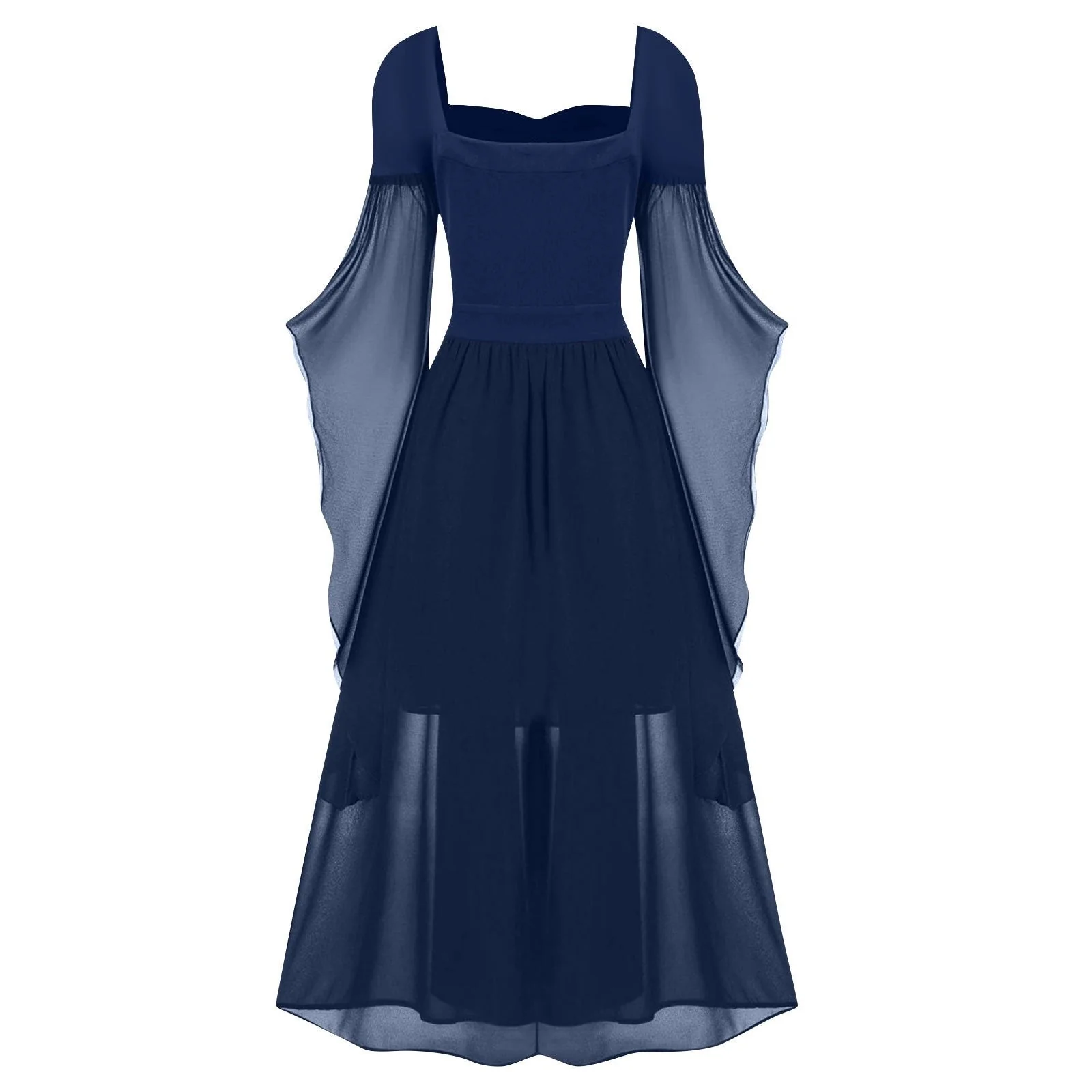 A-Line/Princess Sweetheart Neck Long Sleeves Floor-Length Retro Vintage Punk & Gothic Medieval Dress - Image 14