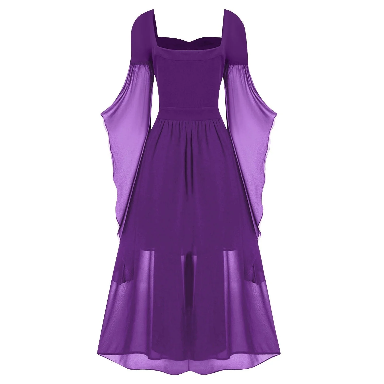 A-Line/Princess Sweetheart Neck Long Sleeves Floor-Length Retro Vintage Punk & Gothic Medieval Dress - Image 16