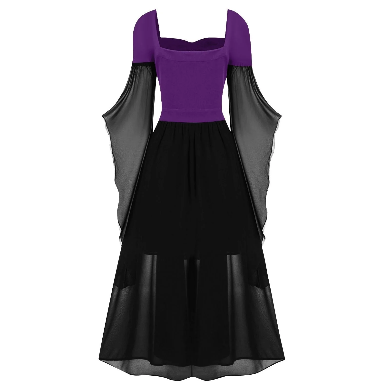 A-Line/Princess Sweetheart Neck Long Sleeves Floor-Length Retro Vintage Punk & Gothic Medieval Dress - Image 18