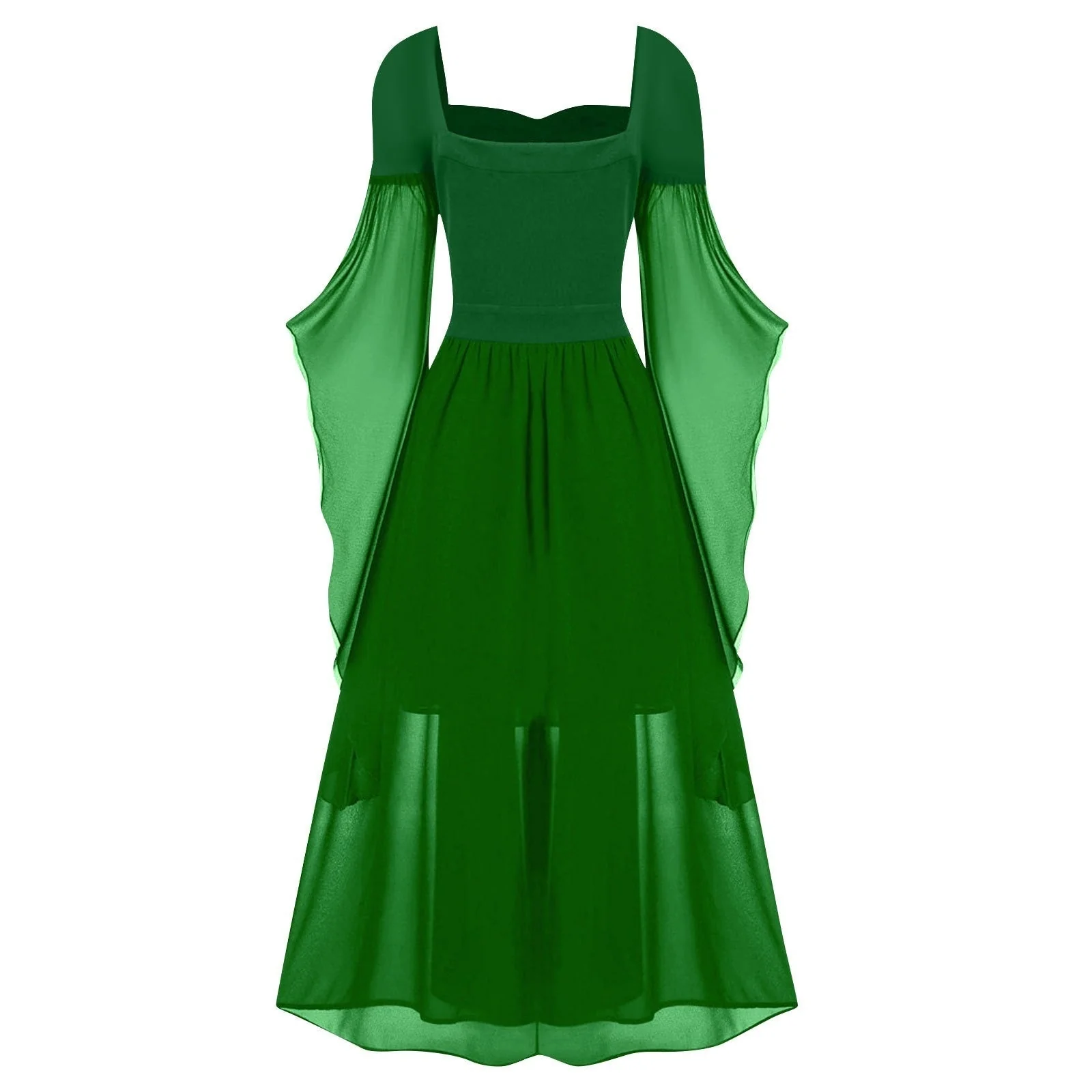 A-Line/Princess Sweetheart Neck Long Sleeves Floor-Length Retro Vintage Punk & Gothic Medieval Dress - Image 20