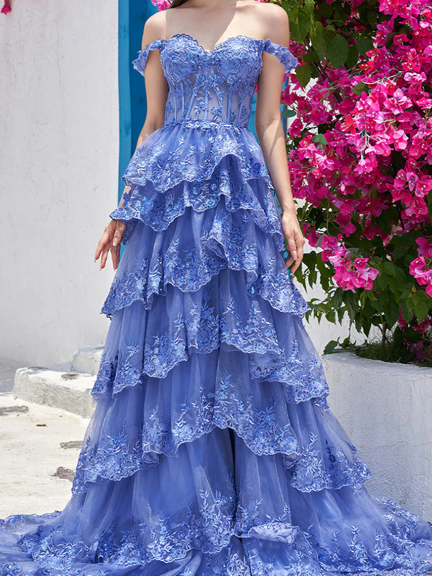 A-Line/Princess Sweetheart Off The Shoulder Sleeveless Floor-Length Evening Dress With Sequins - Image 11