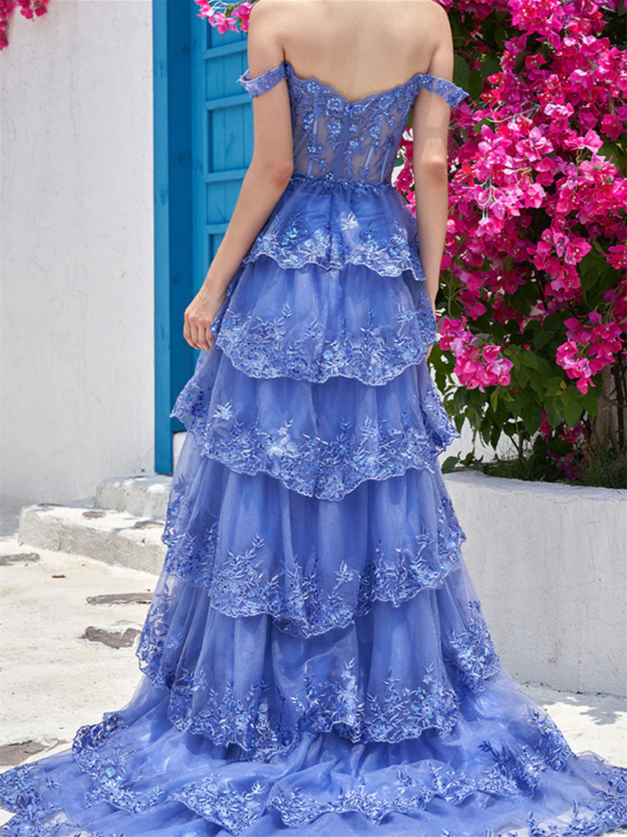 A-Line/Princess Sweetheart Off The Shoulder Sleeveless Floor-Length Evening Dress With Sequins - Image 12