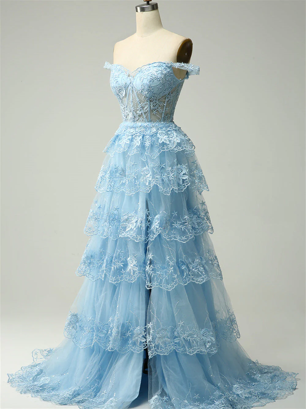 A-Line/Princess Sweetheart Off The Shoulder Sleeveless Floor-Length Evening Dress With Sequins - Image 2