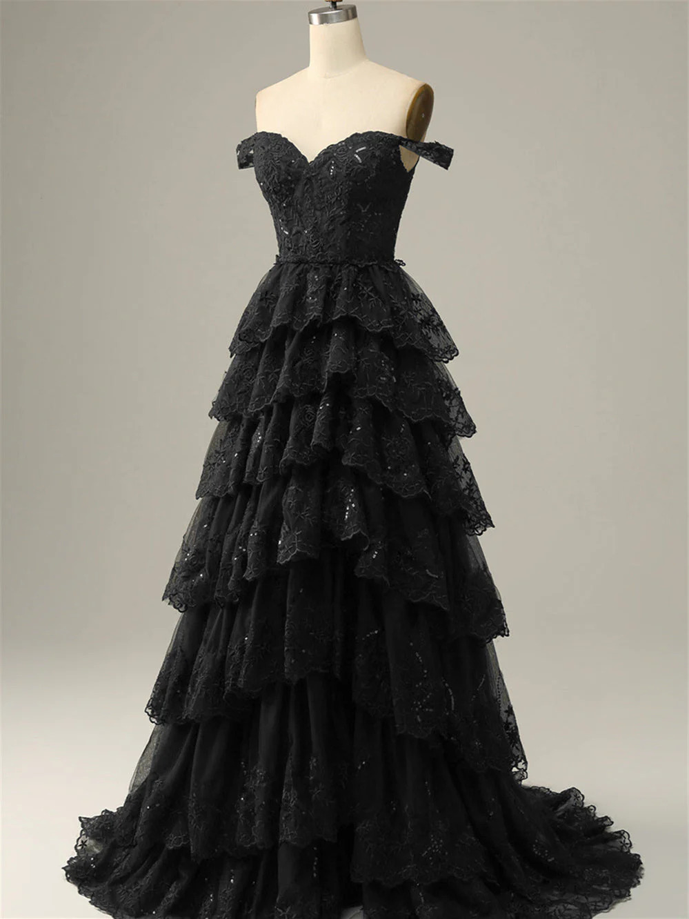 A-Line/Princess Sweetheart Off The Shoulder Sleeveless Floor-Length Evening Dress With Sequins - Image 9