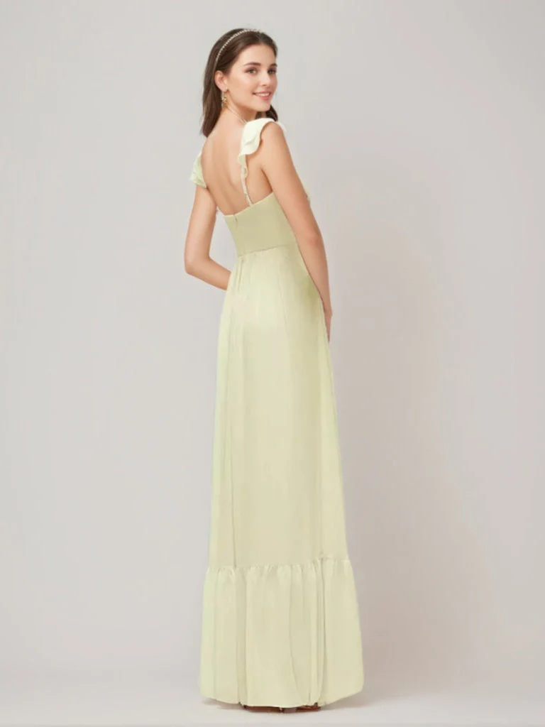 A-line/Princess Sweetheart Pleated Wedding Guest Dress with Ruffle Straps & High Slit - Image 2