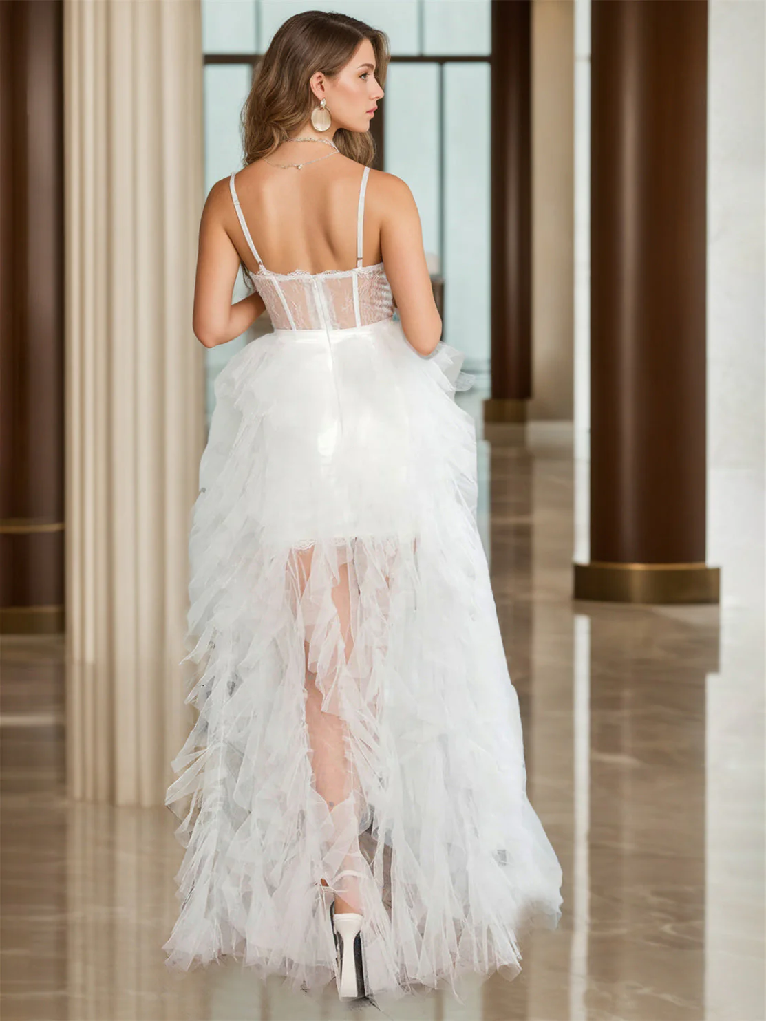 A-Line/Princess Sweetheart Sleeveless Asymmetrical Wedding Dress With Lace - Image 2