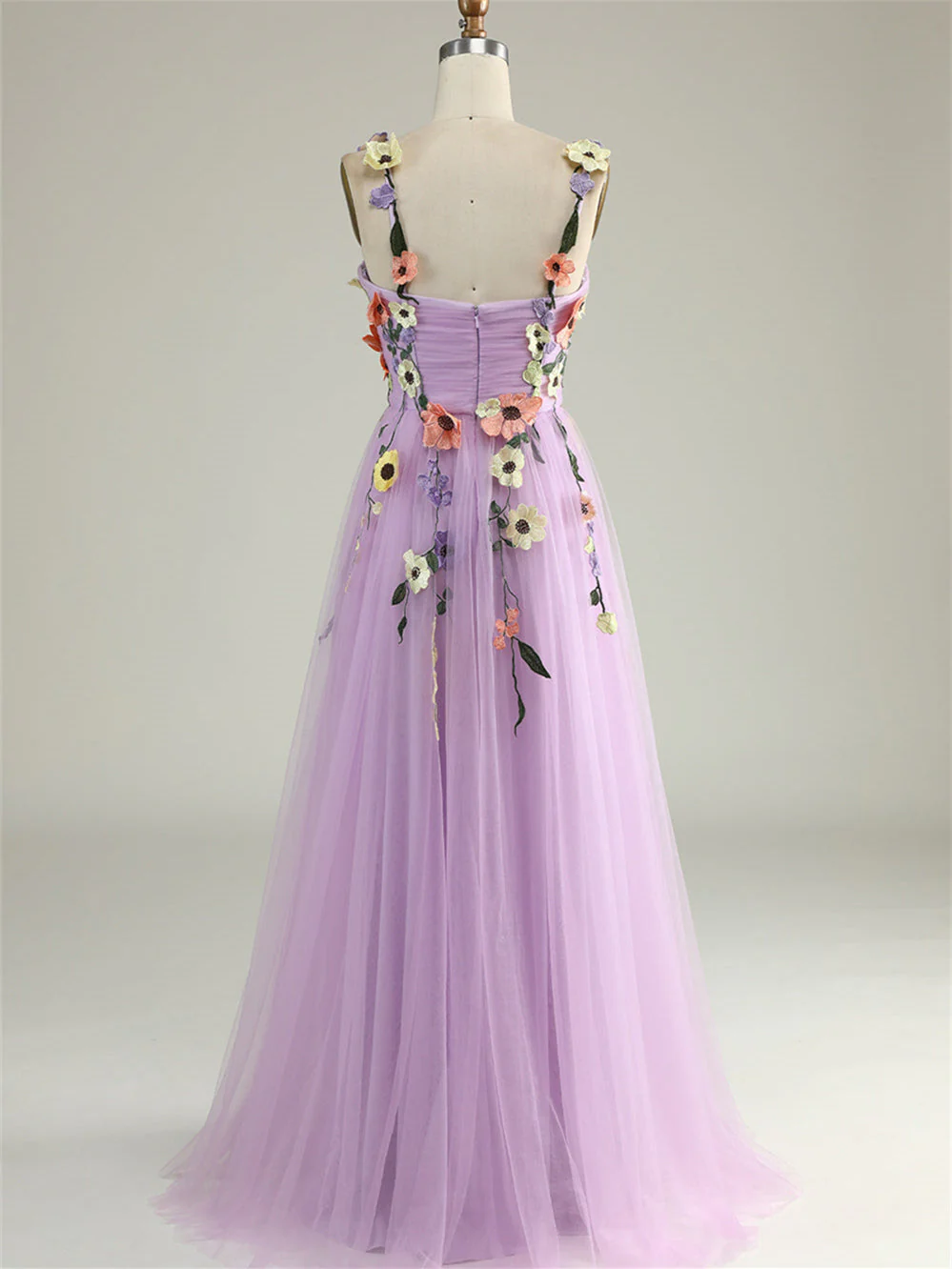 A-Line/Princess Sweetheart Sleeveless Floor Length Formal Dress with Flowers - Image 8
