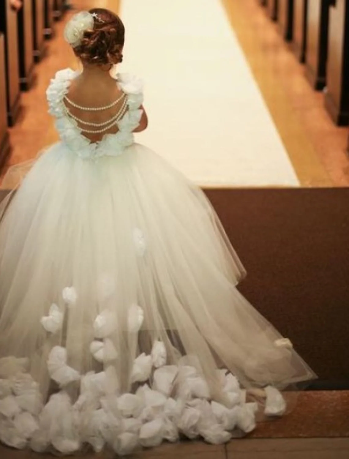 A-Line/Princess Tulle Floral Flower Girl Dresses with Beading - Image 2