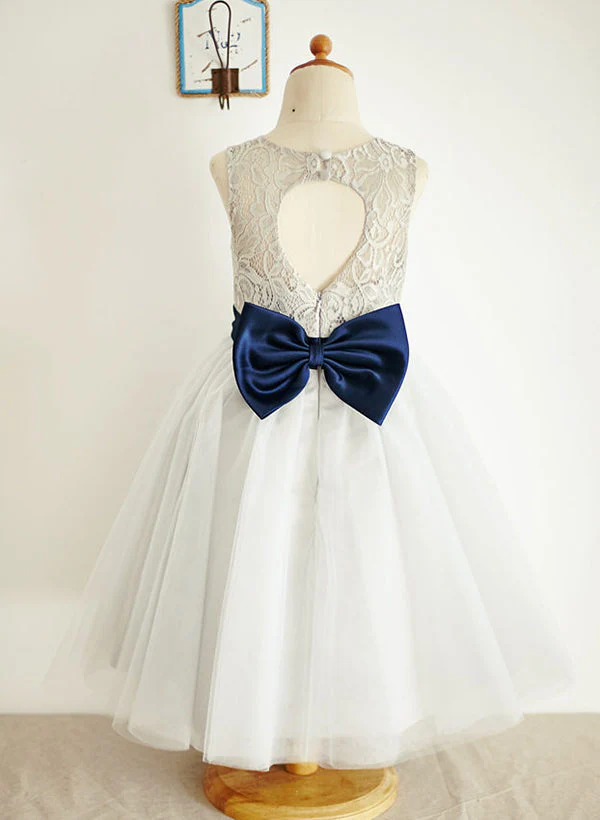 A-Line/Princess Tulle Flower Girl Dresses With Bowknot