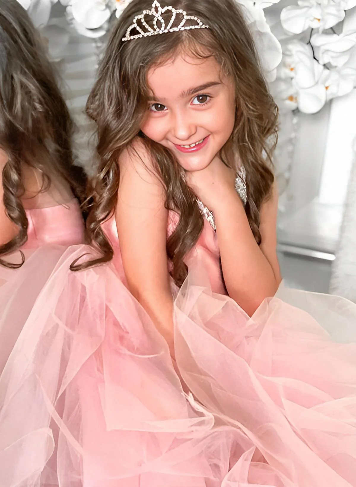 A-Line/Princess Tulle Flower Girl Dresses With Pleated - Image 2